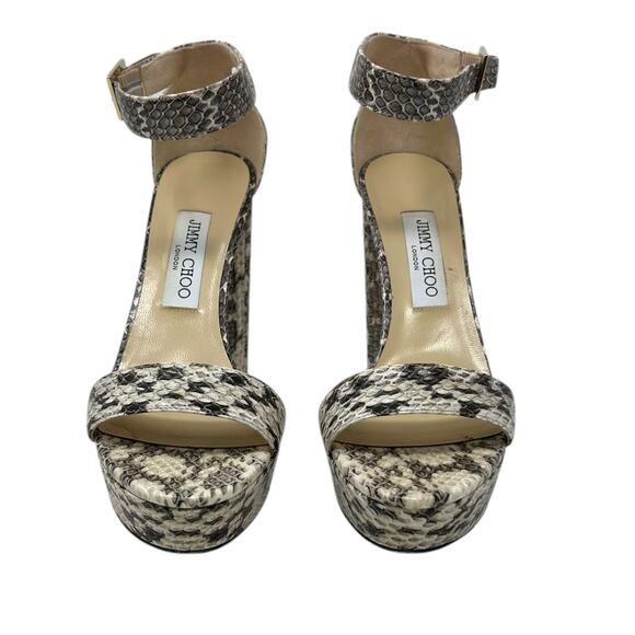 Jimmy Choo Holly Heel Snake Roccia Elaphe Sandal Multi 40 - Picture 6 of 8